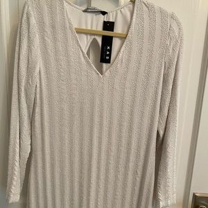 NWT KAS white beaded mini dress